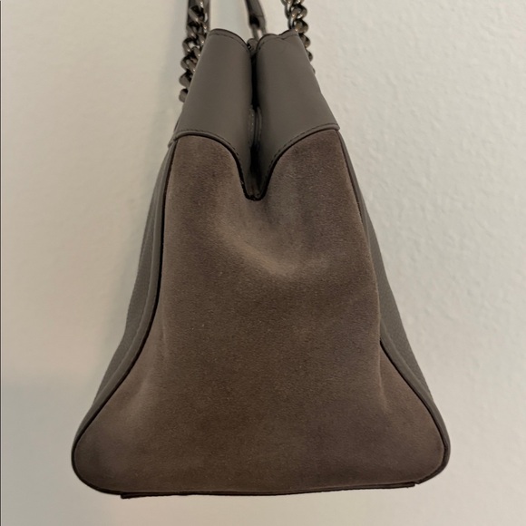 Coach Leather and Suede Shoulder Bag in Dove Gray with Gun Metal Hardware - Picture 7 of 16